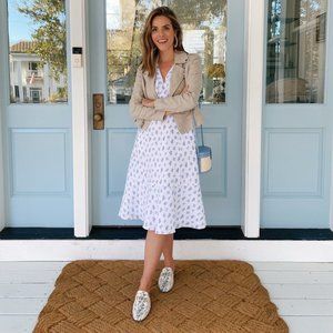 Gal Meets Glam Loretta Linen Blend Block Print Dress